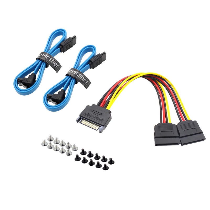 Mcsher 20" Inch 6Gbps SATA 3 Data Cable SATA Power Splitter Cord Mounting Screws Set/HDD SSD Hard Drive Connection Kit - Image 1